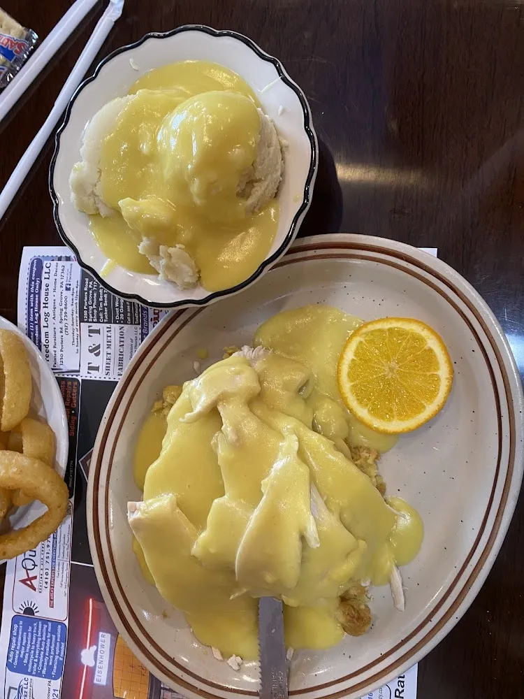 Turkey with Dressing Stuffing Mashed Potatoes and Gravy